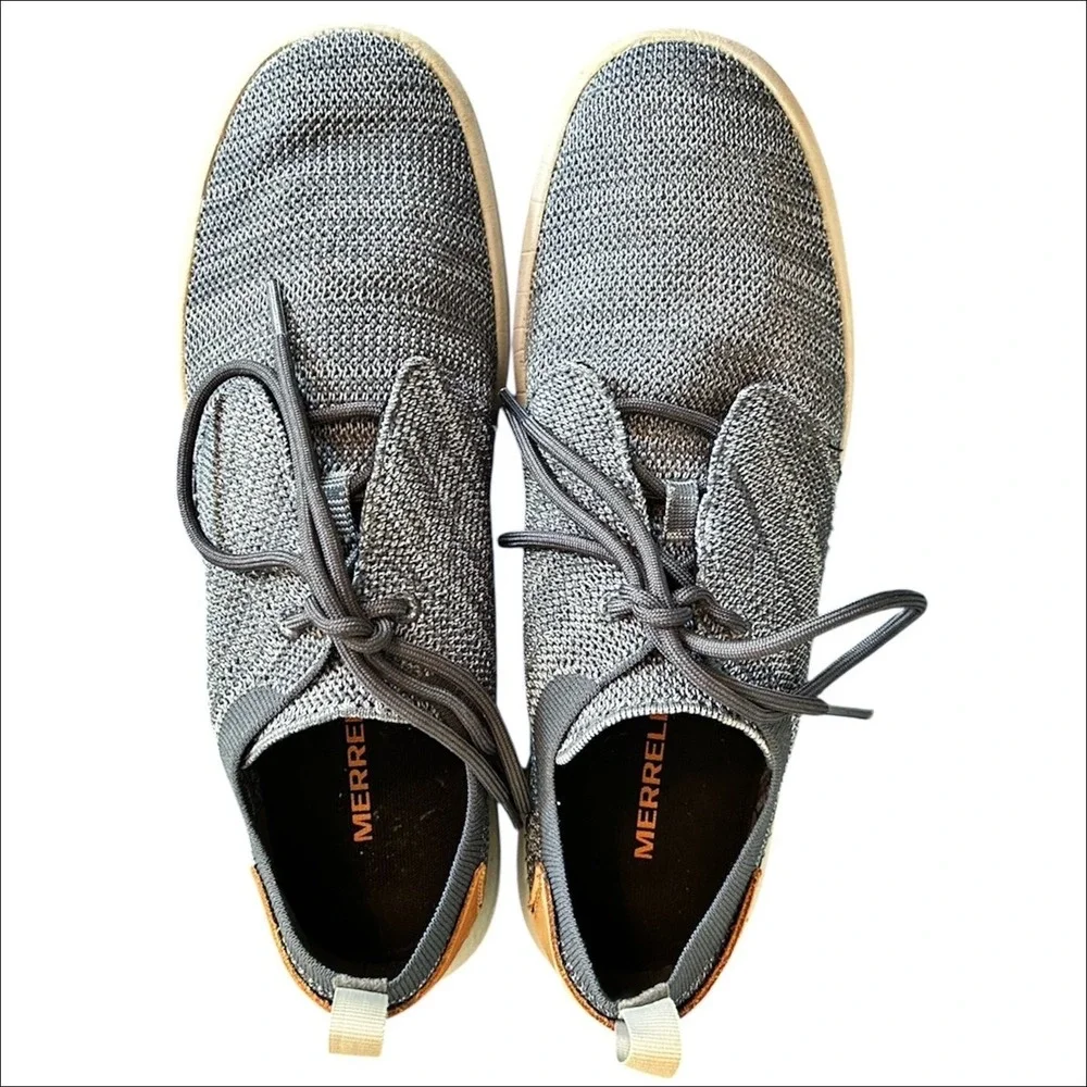 Merrell Gridway Loafer Mens 10.5 Gray Casual Lace Up Deck Shoes Boat Knit Vibram